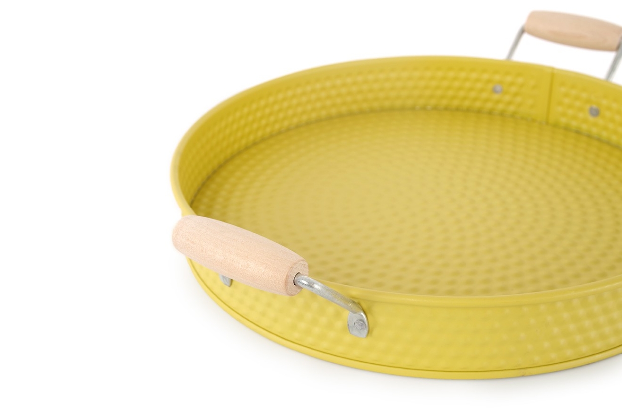 FC Metal Dots Tray With Wooden Handles Sauterne Large