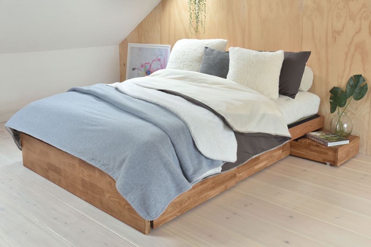 Oak Platform Storage Bed