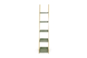 Narrow Bamboo and Olive Green Ladder Shelf