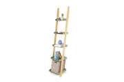 Narrow Bamboo and Olive Green Ladder Shelf