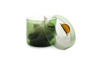 FC Poppett Wide Glass Pot Olive Green