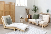 Titch - Single Seater Solid Pine Sofa Bed - Unfolded