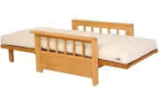 Vienna - Single Seater Solid Oak Sofa Bed - Unfolded, Angled view