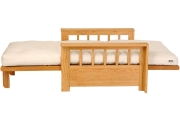 Vienna - Single Seater Solid Oak Sofa Bed - Unfolded, Side view