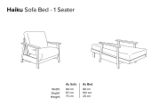 Haiku - Single Seater Birch Sofa Bed - Dimensions