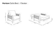 Horizon - Single Seater Oak Sofa Bed - Dimensions