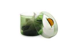 FC Poppett Wide Glass Pot Olive Green