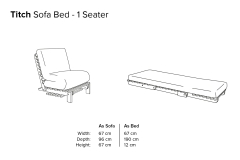 Titch - Single Seater Solid Pine Sofa Bed - Dimensions