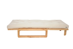 Loop - Single Seater Birch Sofa Bed - Unfolded, no cover, side view