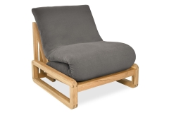 Loop - Single Seater Solid Oak Sofa Bed - Handloom Charcoal