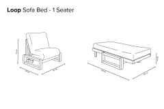 Loop - Single Seater Birch Sofa Bed - Dimensions
