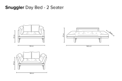 Oak Snuggler  Sofa Bed - Dimensions