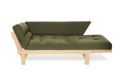 Pine Switch Sofa Bed - Handloom Olive Green - Partially unfolded