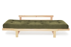 Pine Switch Sofa Bed - Handloom Olive Green - Full-length single bed