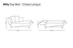 Milly - Sofa Bed (Soft Green Weave) - Dimensions