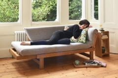Oak Switch Sofa Bed - Partially unfolded, living room