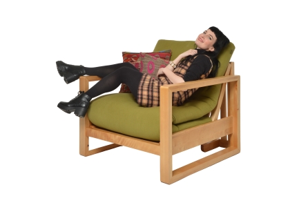 Cuba - Single Seater Birch Sofa Bed -  Aldeburgh Green, angled view