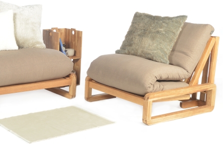 Loop - Single Seater Solid Oak Sofa Bed - Angled view