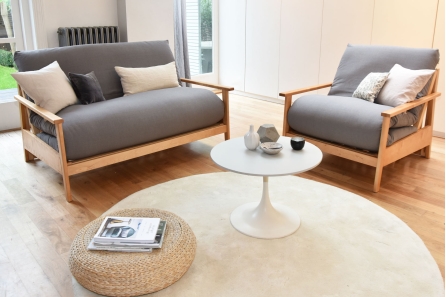 Haiku - Single Seater Birch Sofa Bed - Haiku Dark Grey Set, Lifestyle
