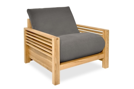 Horizon - Single Seater Oak Sofa Bed - Handloom Charcoal