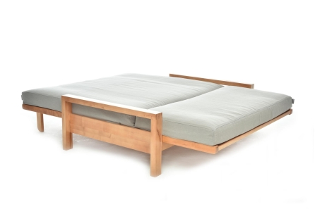 Quad - 2 Seater Birch Double Sofa Bed - Unfolded