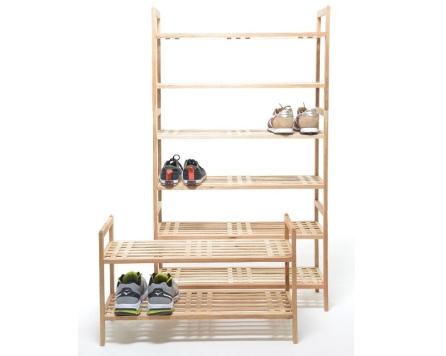 FC Walnut Stacking Shoe Rack Tall