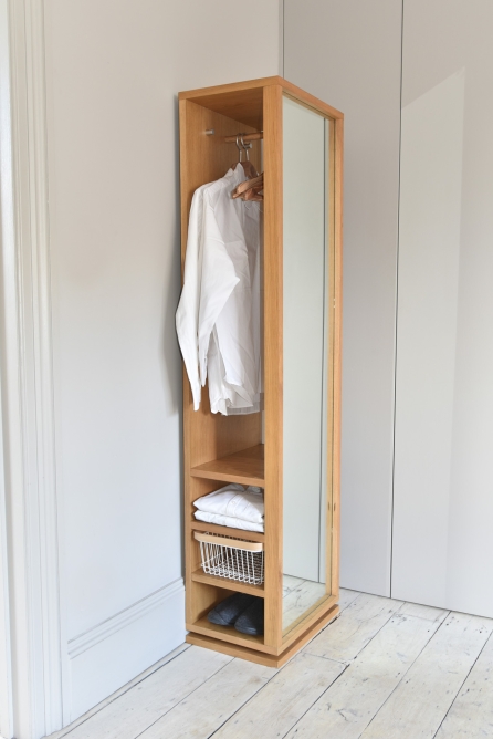 Storage Oak Mirror Shelf