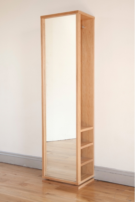 Storage Oak Mirror Shelf