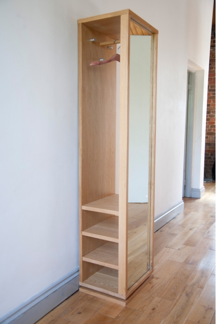 Storage Oak Mirror Shelf