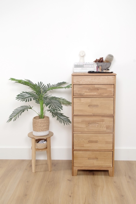 FC Oak Narrow Vanity Chest Of Drawers