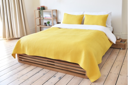 FC Quilted Dimples Bedspread Mimosa Yellow HOTH LS Yfpv Zt