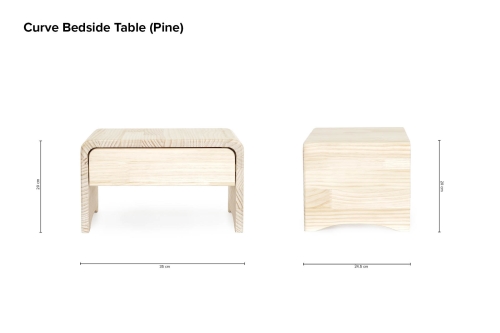 Curve Bedside Table Pine
