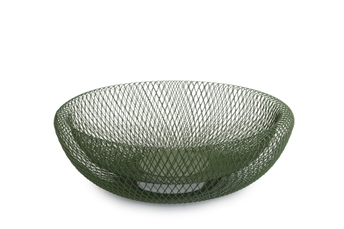 Hikui Shallow Metal Fruit Bowl (Olive Green)