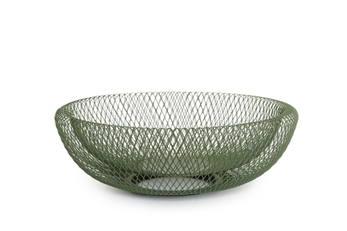 Hikui Shallow Metal Fruit Bowl (Olive Green)