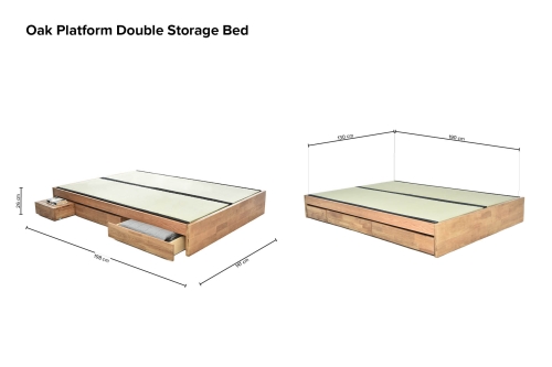 Oak Platform Double Storage Bed