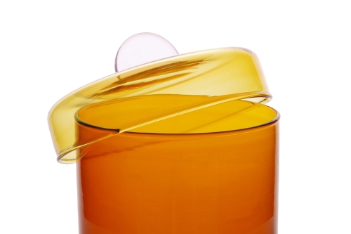 FC Poppett Tall Glass Pot Amber