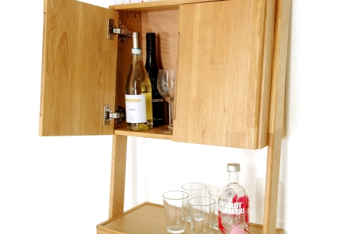 FC Oak Leaning Drinks Cabinet