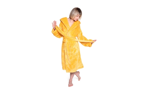 FC Deep Fleece Robe Mimosa Yellow