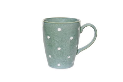 FC Reactive Glaze Cappuccino Mug Green White Dots