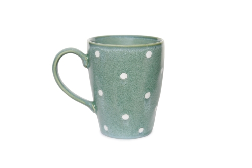 FC Reactive Glaze Cappuccino Mug Green White Dots Ayf Ns