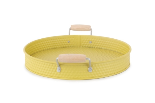FC Metal Dots Tray With Wooden Handles Sauterne Large