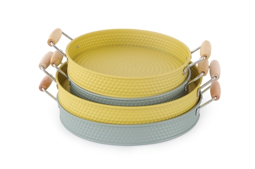 FC Metal Dots Tray With Wooden Handles Set Eqd Sk