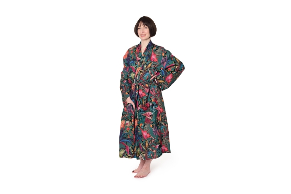Tropical Cotton Robe (Dark Teal)