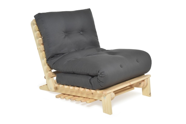 Titch - Single Seater Solid Pine Sofa Bed - Dark Grey