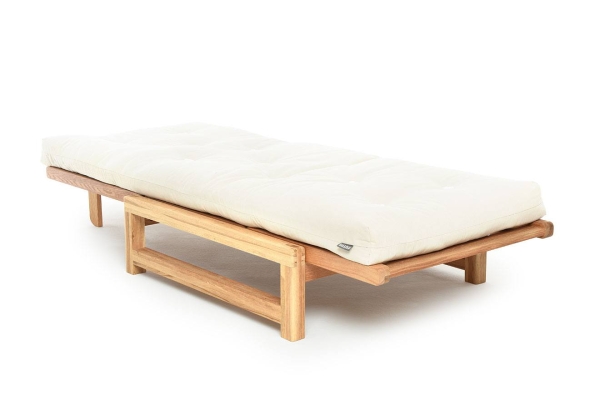 Linear - Single Seater Solid Oak Sofa Bed - Angled view