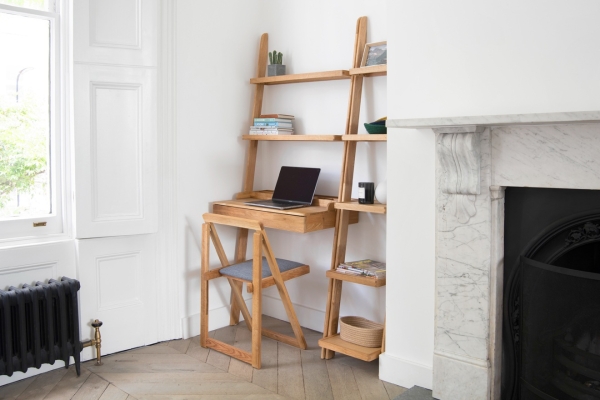 FC Oak Ladder Desk With Narrow Shelves Ciclo Chair LS LF Zoom
