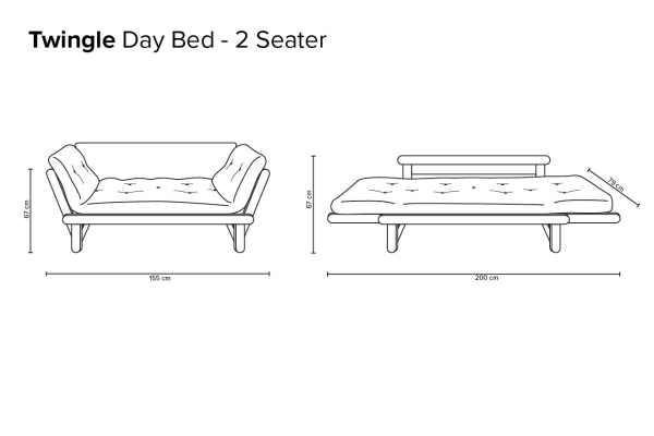 Oak Twingle Sofa Bed - Dimensions