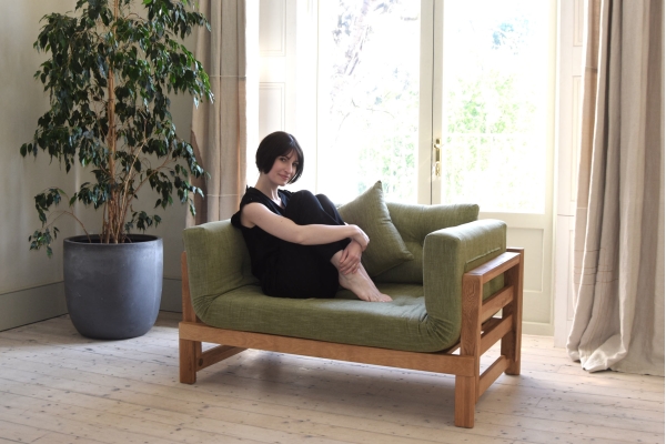 Oak Snuggler  Sofa Bed -  Lifestyle, Coast Weave Sea Foam Green Clay