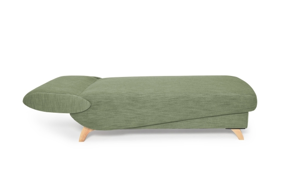 Milly - Sofa Bed (Soft Green Weave) - Unfolded, side view