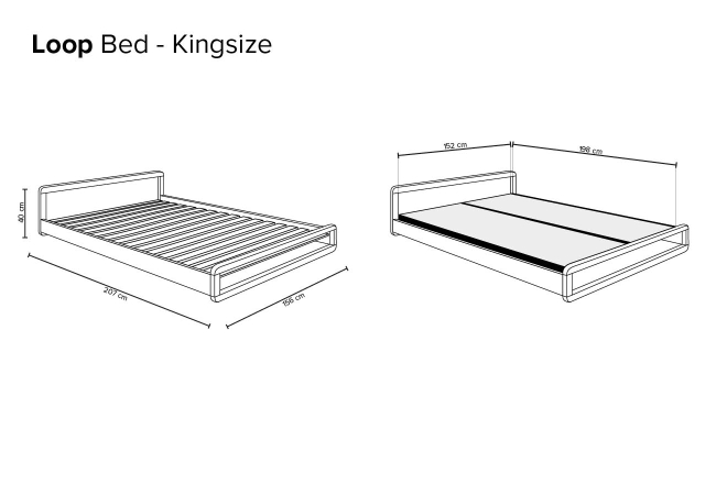 Kingsize Japanese Loop Style Platform, Bed Platform King Size